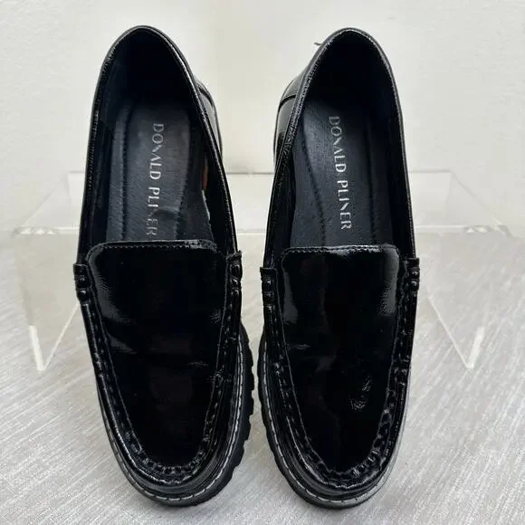 Donald Pliner Hope Patent Loafers Black Lug Sole Slip On Shoes Women 6M - Picture 10 of 12